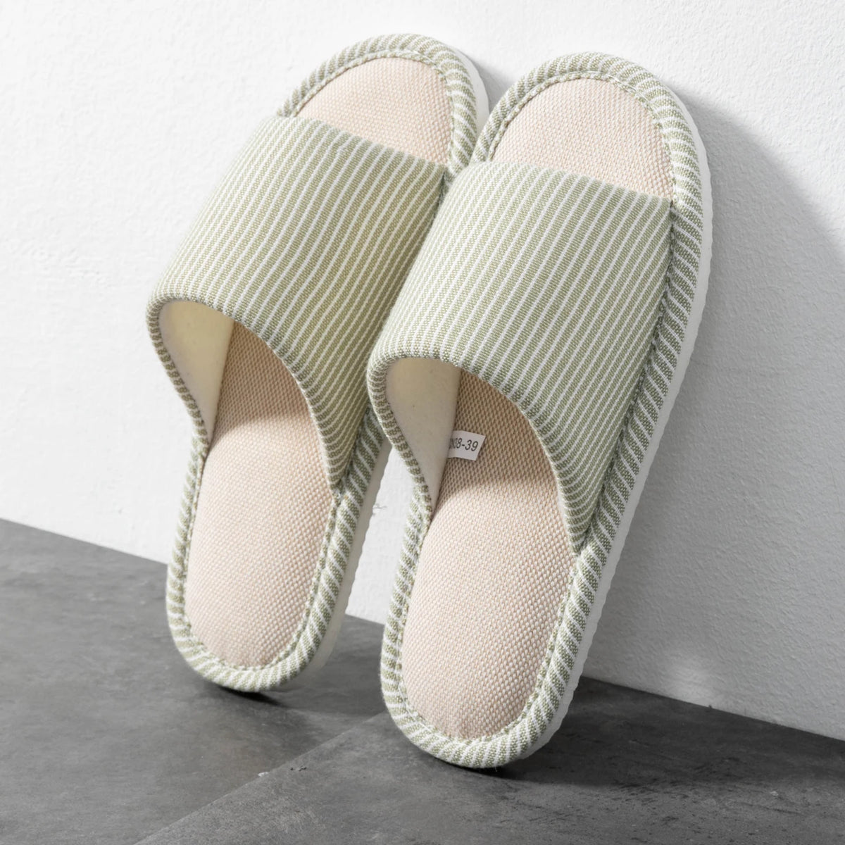 Men's Cotton House Slippers | Striped Pattern | Non Slip PVC Sole | Indoor Comfort | Steven & Levon