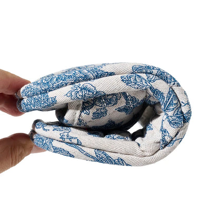 Women's Cotton Indoor Slippers | Geometric Pattern | Non Slip Fabric Sole | Blue | Steven & Levon