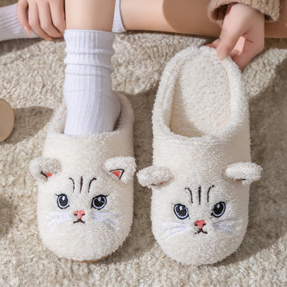 Women's Flannel Cat Slippers | Plush Lining | Animal Print | Flat Sole | Steven & Levon