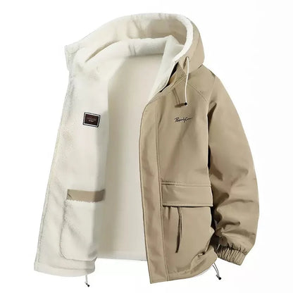 Men's Fleece Jacket | Thick Winter Lining | Hooded Full Zip | Loose Fit | Steven & Levon