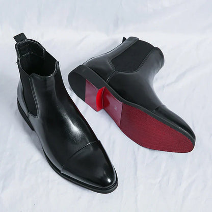 Men’s Leather Slip-On Boots | Elegant Chelsea Style | Comfortable Smart Ankle Shoes | Steven & Levon