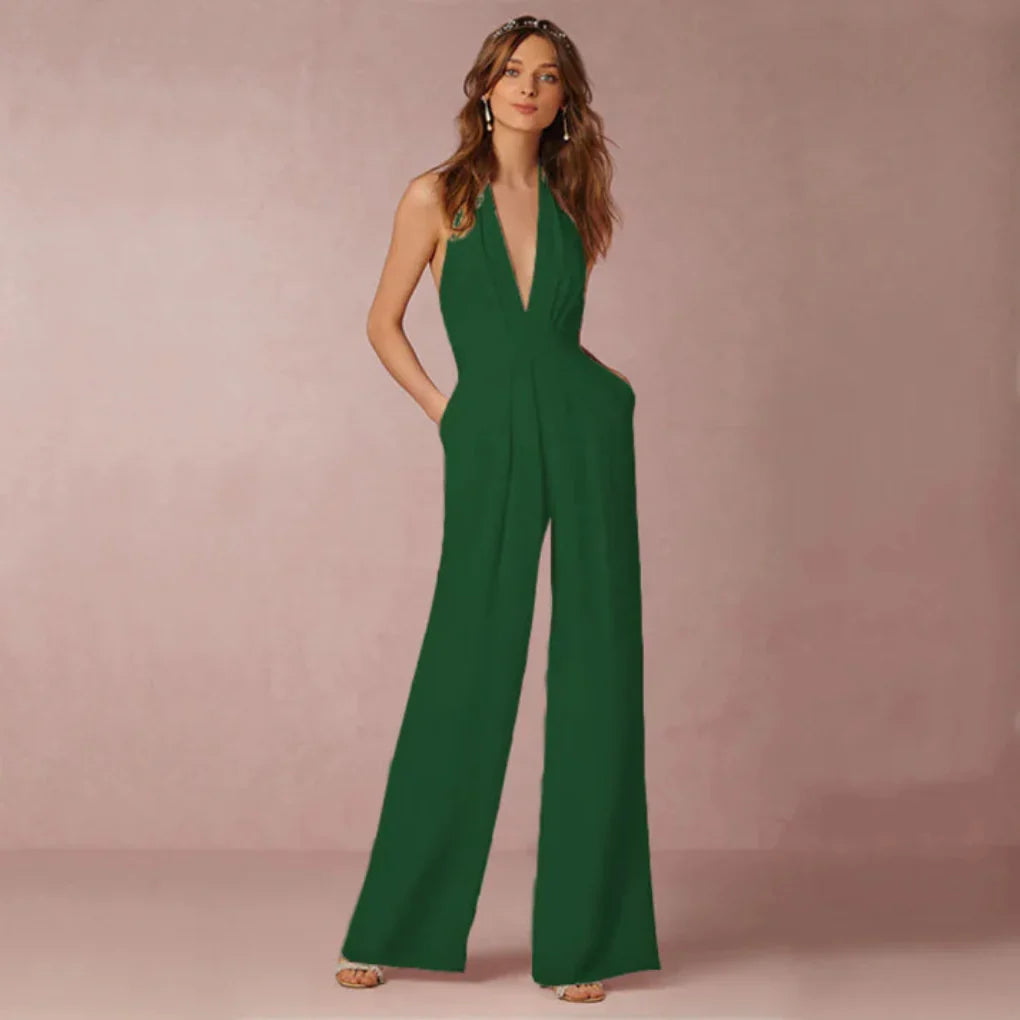 Deep V Neck Backless Jumpsuit | Women | Elegant Fit | Modern Style | Party & Evening Wear | Steven & Levon