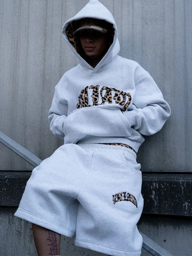 Unisex Tracksuit | Leopard Embroidered Hoodie | Casual Sweatpants Two Piece Set | Steven & Levon