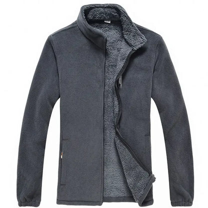 Men's Fleece Jacket | Stand Collar | Windproof Zip Front | Embroidery Detail | Steven & Levon