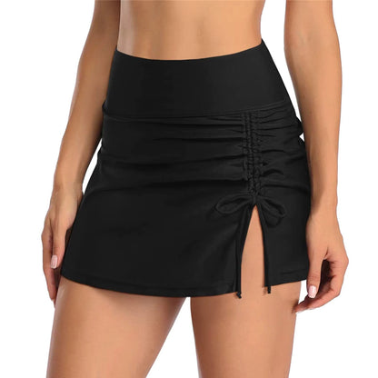 Women's Ruched Mini Skirt | Women | High Waist | Adjustable Drawstring Side Split | Active & Casual Wear | Steven & Levon