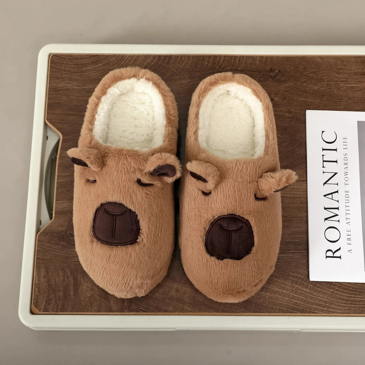 Women's Animal Print Slippers | Faux Fur Detail | Plush Lining | TPR Sole | Steven & Levon