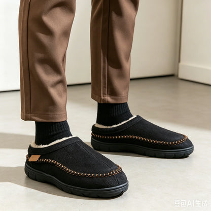 Men's Faux Suede Slippers | Short Plush Insole | TPR Sole Indoor House Shoes | Steven & Levon
