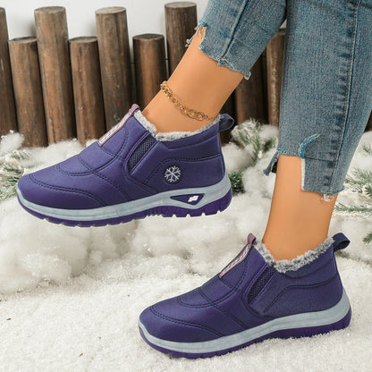 Women's Canvas Snow Boots | Slip On Ankle Boots | Faux Fur Lined Winter Shoes | Steven & Levon