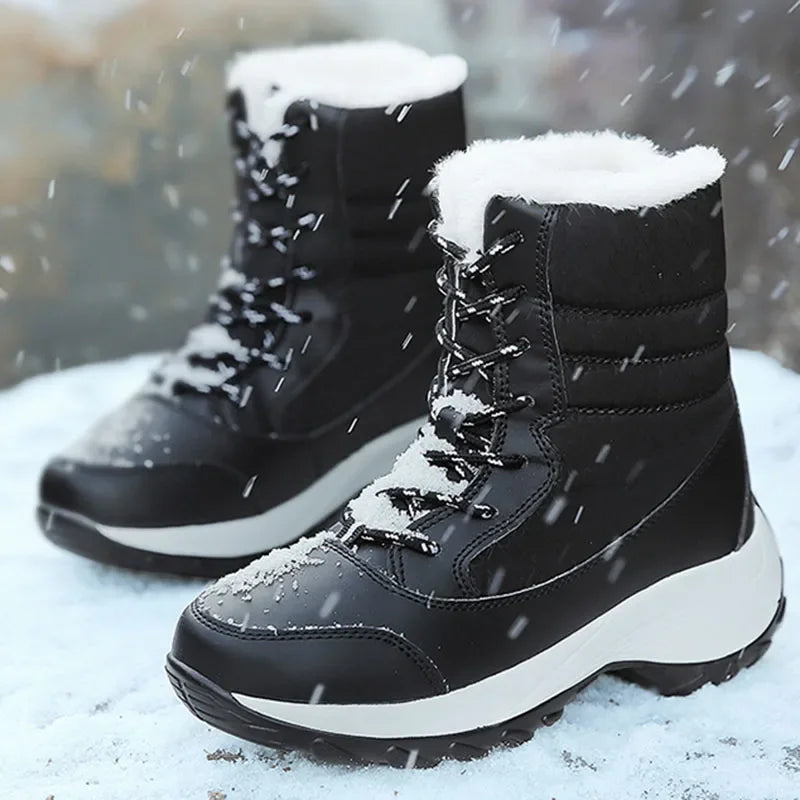 Women's Platform Snow Boots | Lace Up Ankle Boots | Plush Lined Wedge Winter Shoes | Steven & Levon