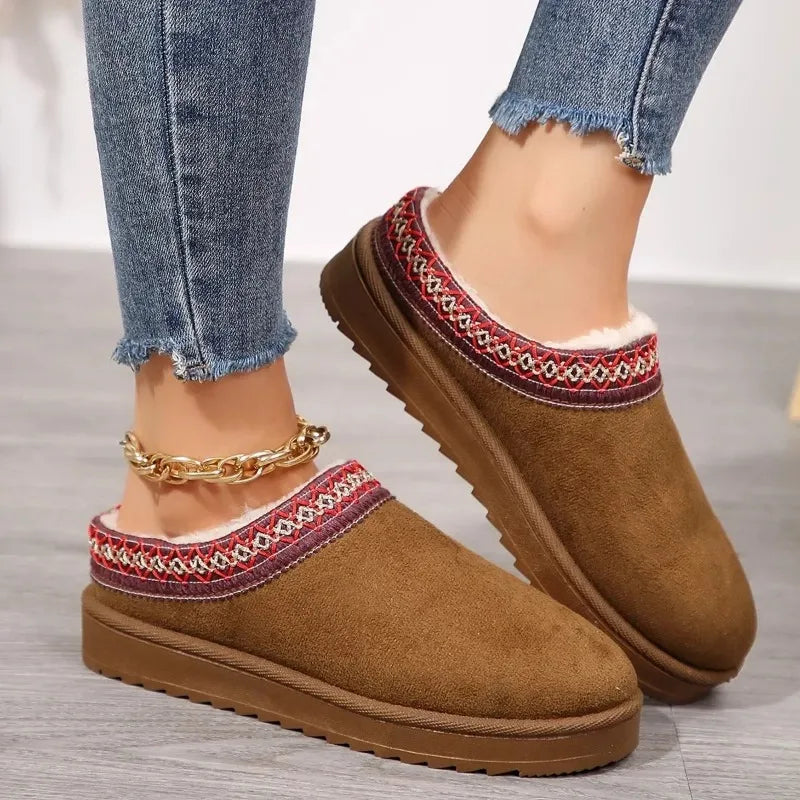 Women's Faux Suede Snow Boots | Slip On Ankle Boots | Plush Lined Winter Shoes | Steven & Levon