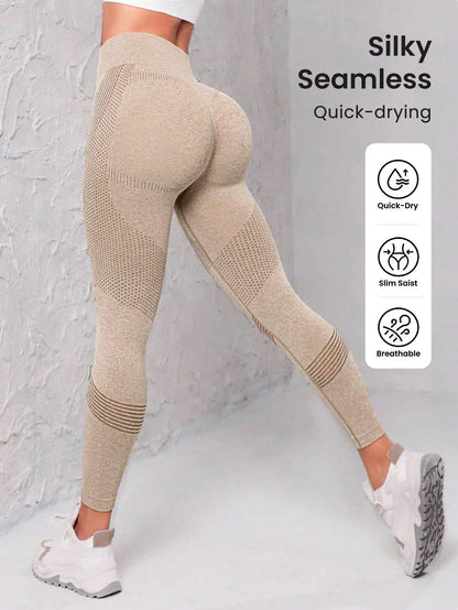 Women's Nylon Yoga Leggings | Seamless Design | Wide Elastic Waistband | Full Length | Steven & Levon