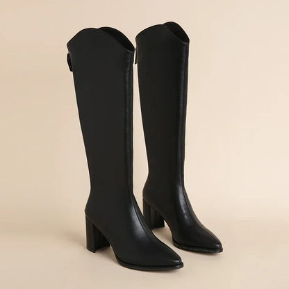 Women's Block Heel Knee High Boots | Pointed Toe | Pull-On Tall Boots | Steven & Levon