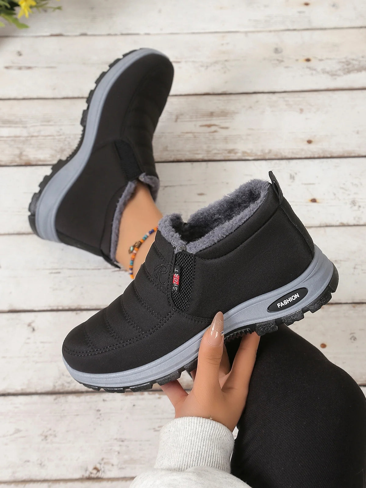 Women's Snow Boots | Slip On Ankle Boots | Plush Lined Warm Winter Shoes | Steven & Levon