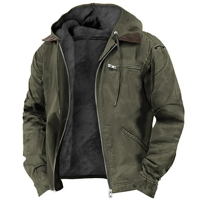 Men's Fleece Jacket | Hooded Zip Front | Multi Pockets | UV Protection | Steven & Levon