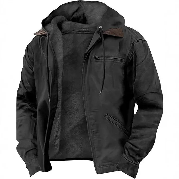 Men's Fleece Jacket | Hooded Zip Front | Multi Pockets | UV Protection | Steven & Levon