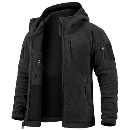 Men's Fleece Hunting Jacket | Full Zip | Multi Pockets | Hooded Outdoor Wear | Steven & Levon