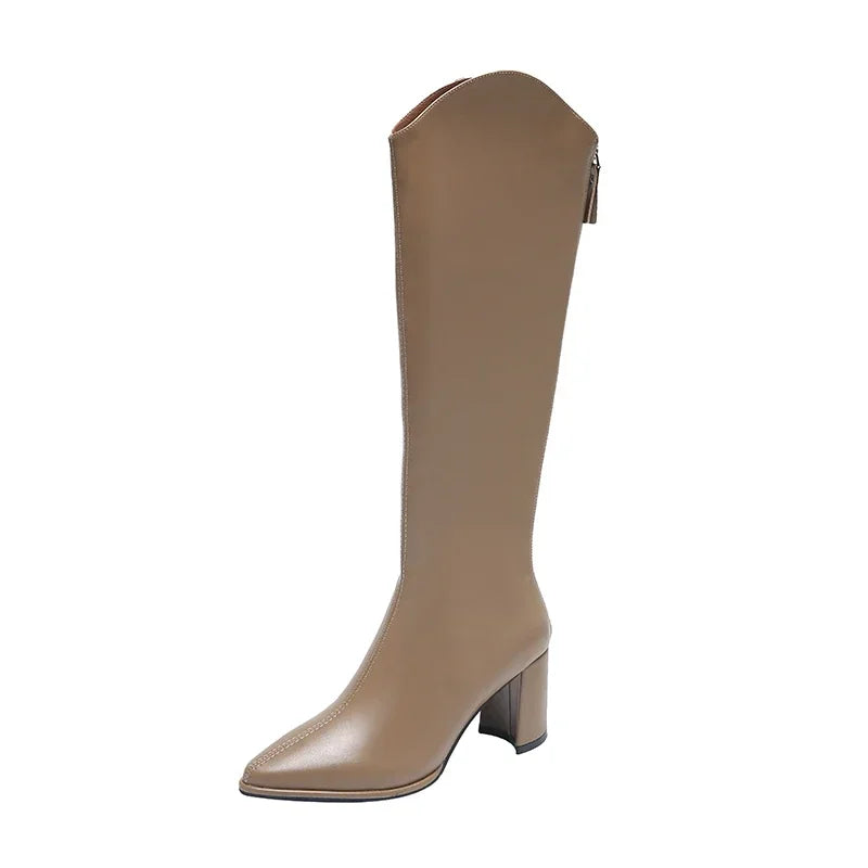 Women's Block Heel Knee High Boots | Pointed Toe | Pull-On Tall Boots | Steven & Levon