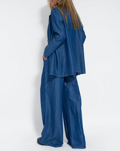 Linen 2-Piece Set | Women | Linen | Wide-Leg Trousers | Button Vest | Steven & Levon