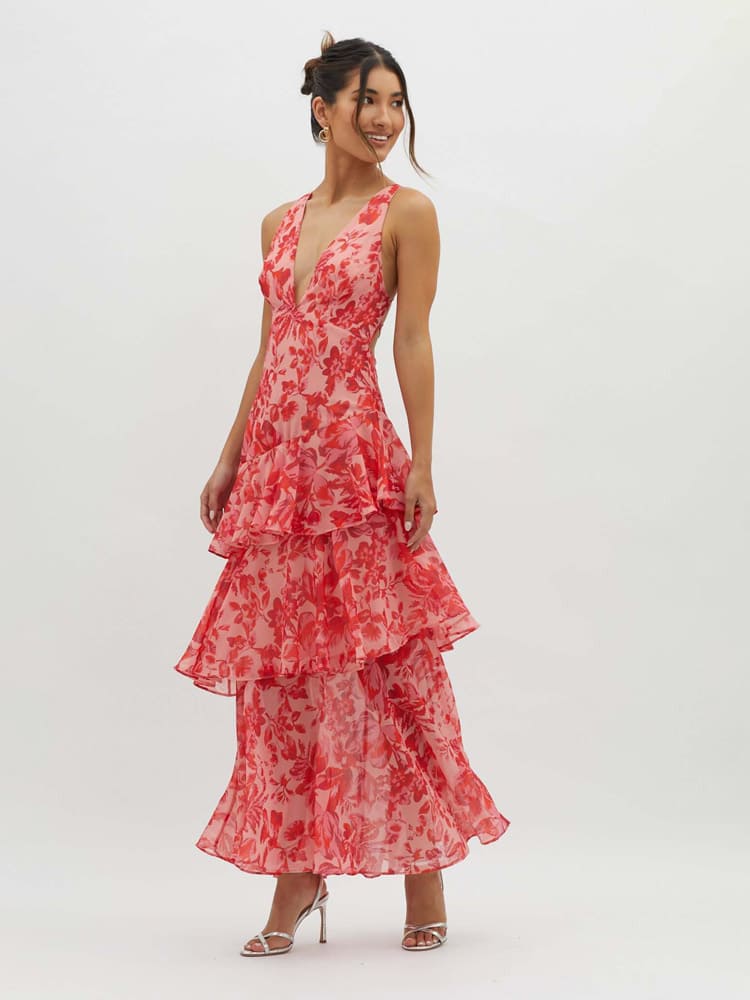 Tiered Floral Maxi Dress | Women | Lightweight Flowy Boho Summer Dress | Steven & Levon