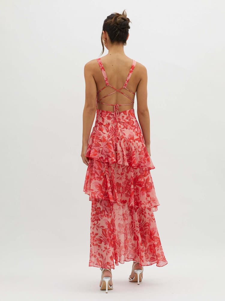 Tiered Floral Maxi Dress | Women | Lightweight Flowy Boho Summer Dress | Steven & Levon