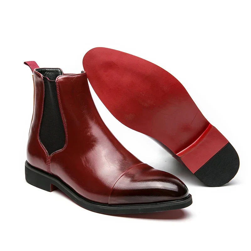 Men’s Leather Slip-On Boots | Elegant Chelsea Style | Comfortable Smart Ankle Shoes | Steven & Levon