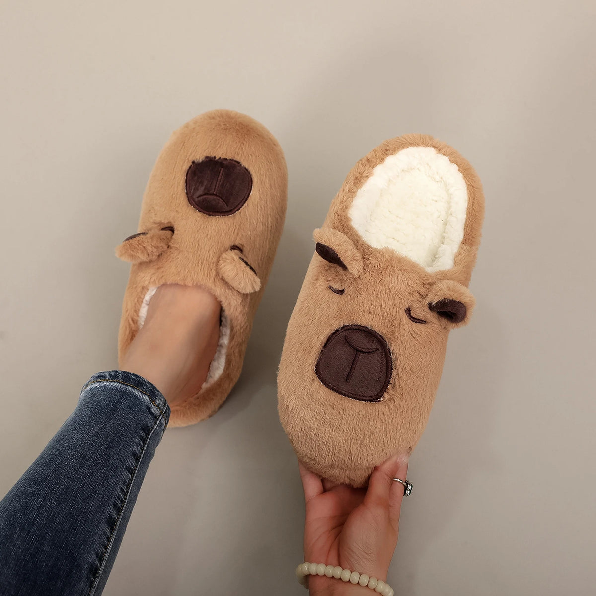 Women's Animal Print Slippers | Faux Fur Detail | Plush Lining | TPR Sole | Steven & Levon
