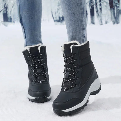 Women's Platform Snow Boots | Lace Up Ankle Boots | Plush Lined Wedge Winter Shoes | Steven & Levon