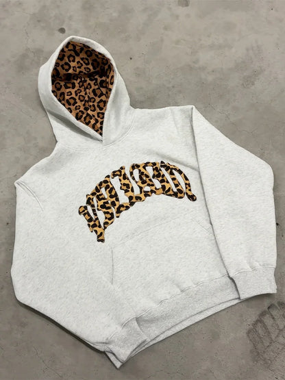 Unisex Tracksuit | Leopard Embroidered Hoodie | Casual Sweatpants Two Piece Set | Steven & Levon