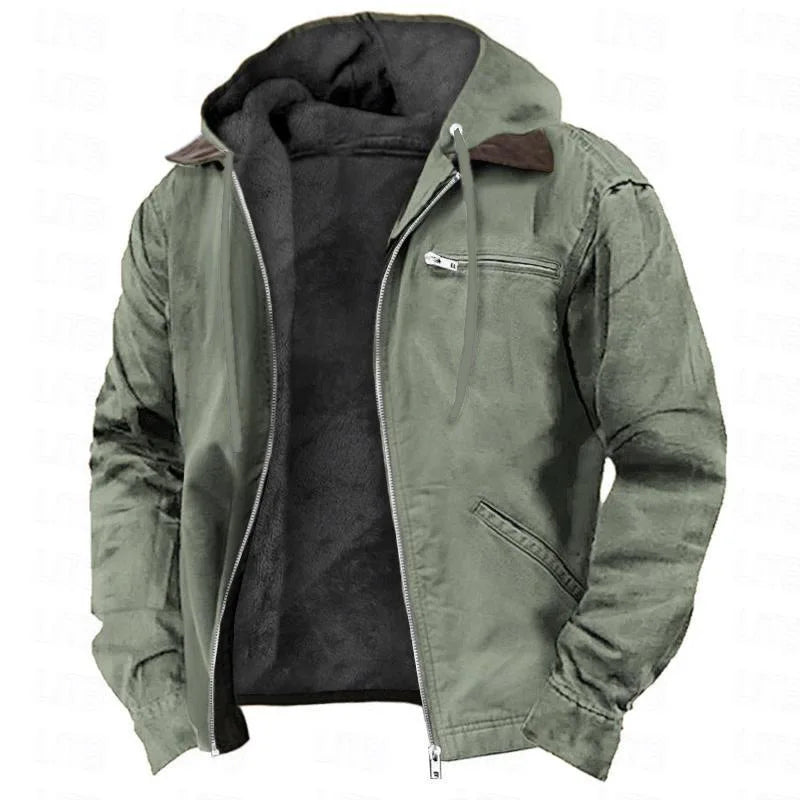 Men's Fleece Jacket | Hooded Zip Front | Multi Pockets | UV Protection | Steven & Levon
