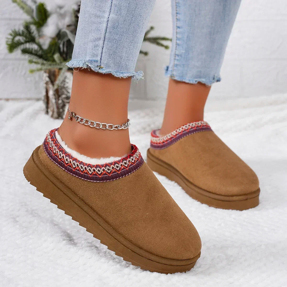 Women's Faux Suede Snow Boots | Slip On Ankle Boots | Plush Lined Winter Shoes | Steven & Levon