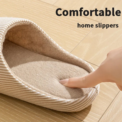 Unisex Fur Slippers | Striped Pattern | Flat Fabric Sole | Pull On | Steven & Levon