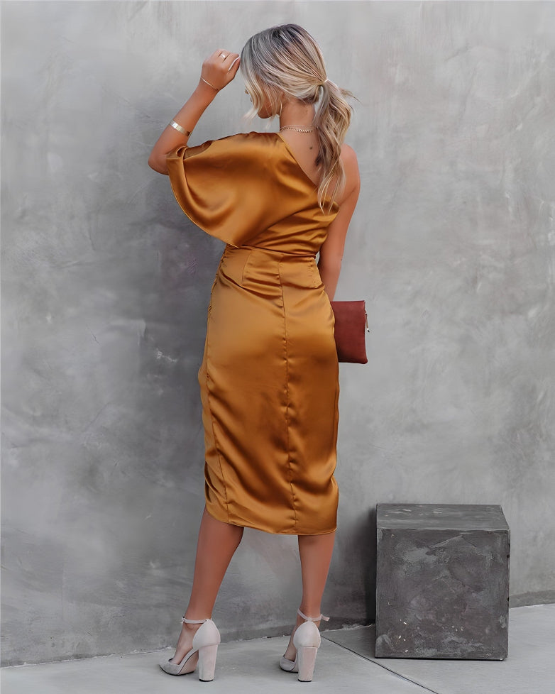 Asymmetrical Off Shoulder Dress | Women | Elegant Fit | Modern Style | Party Wear | Steven & Levon