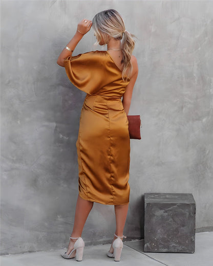 Asymmetrical Off Shoulder Dress | Women | Elegant Fit | Modern Style | Party Wear | Steven & Levon