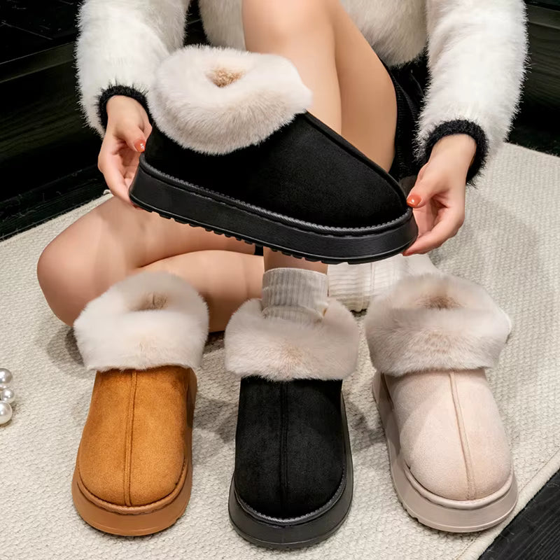 Snow Boots | Unisex | Faux Fur | Fluffy Plush | Warm Winter Indoor Slippers | Steven & Levon