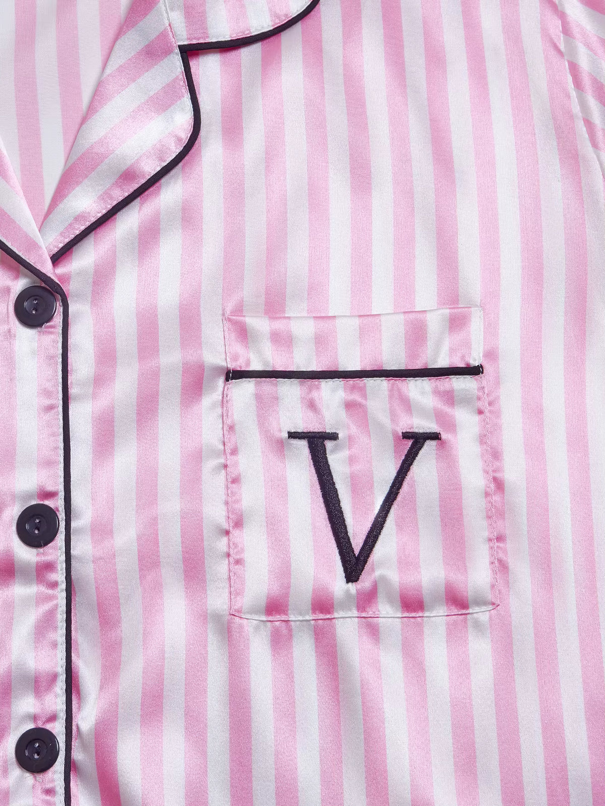 Women's Satin Pajama Set | Striped Embroidery | Short Sleeve & Shorts | Steven & Levon
