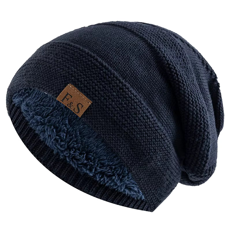 Slouchy Beanie | Unisex Fur Lined Warm Knitted Winter Hat for Casual Wear | Steven & Levon