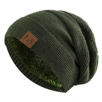 Slouchy Beanie | Unisex Fur Lined Warm Knitted Winter Hat for Casual Wear | Steven & Levon