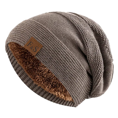 Slouchy Beanie | Unisex Fur Lined Warm Knitted Winter Hat for Casual Wear | Steven & Levon