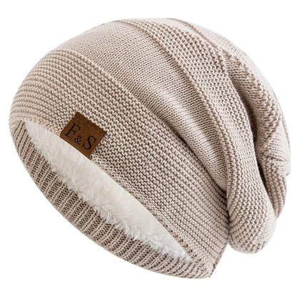 Slouchy Beanie | Unisex Fur Lined Warm Knitted Winter Hat for Casual Wear | Steven & Levon