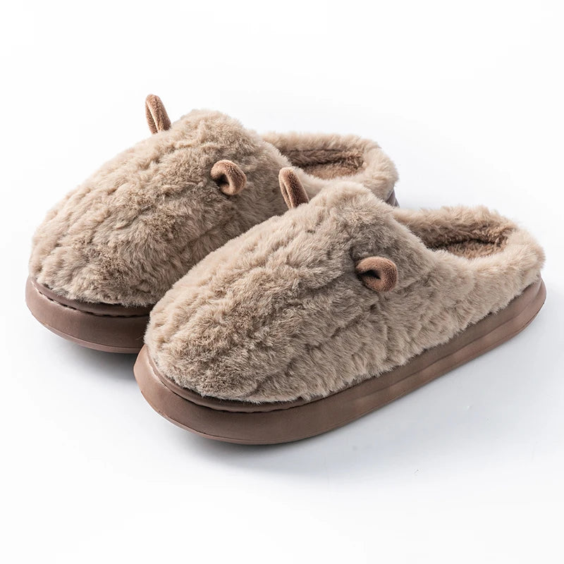 Women's Cotton Plush Slippers | Cartoon Design | Closed Toe | Non Slip EVA Sole | Steven & Levon