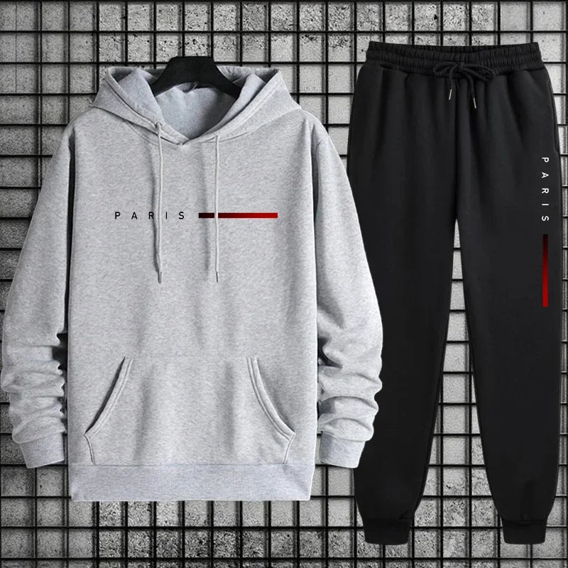 Printed Hoodie and Sweatpants | Men's Tracksuit | Pocket Sports Two Piece Set | Steven & Levon