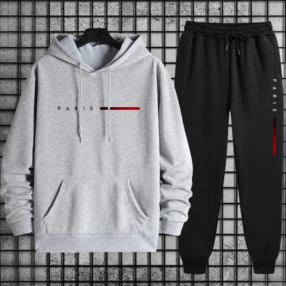Printed Hoodie and Sweatpants | Men's Tracksuit | Pocket Sports Two Piece Set | Steven & Levon