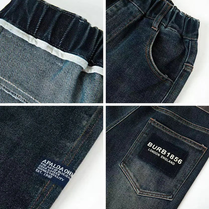 Boys Loose Fit Denim Jeans | Kids | Straight Leg | Letter Patch | Casual Everyday Pants | Steven & Levon