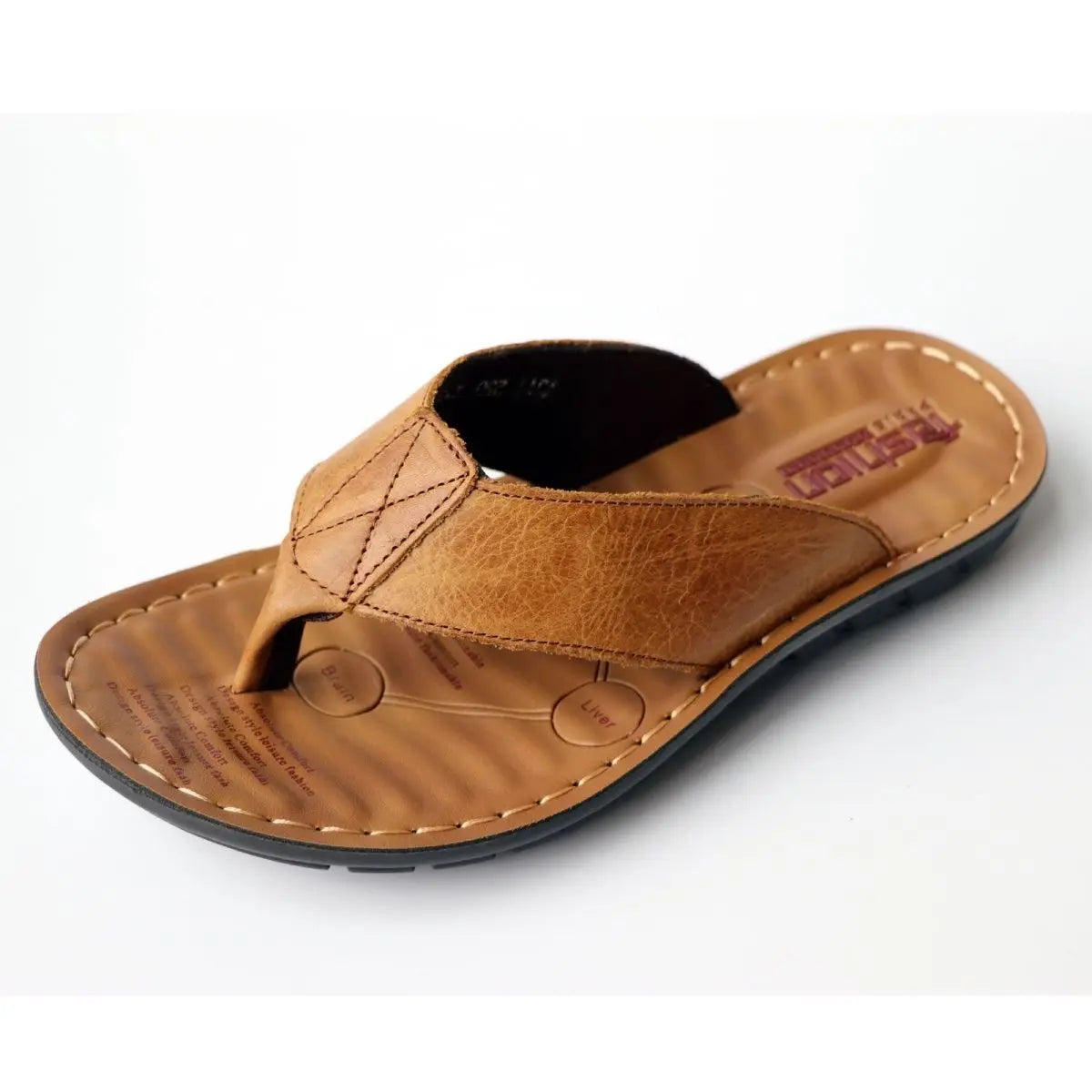 Men's Leather Flip Flops | Sandals | Non-Slip Comfort Sole | Casual Beach Slippers | Steven & Levon