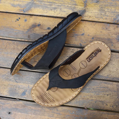 Men's Leather Flip Flops | Sandals | Non-Slip Comfort Sole | Casual Beach Slippers | Steven & Levon