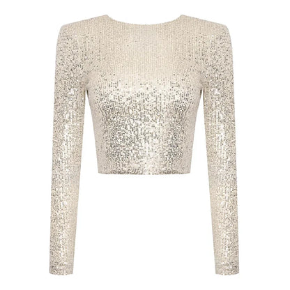 Sequin Cropped Top | Women | Sparkly Party Top | Evening Wear | Steven & Levon