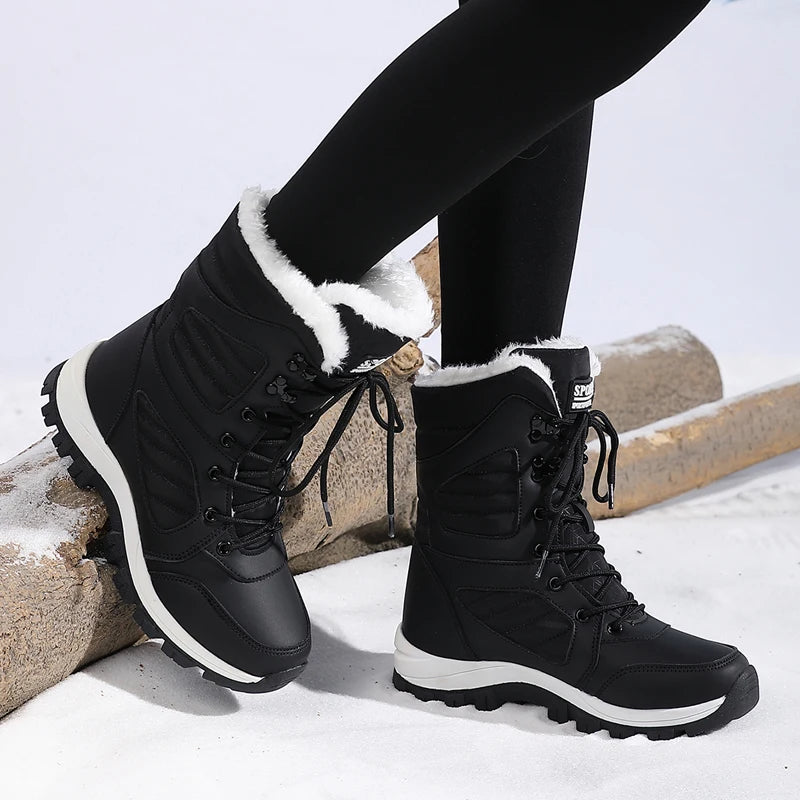 Women's Waterproof Snow Boots | Lace Up Ankle Boots | Plush Lined Winter Shoes | Steven & Levon