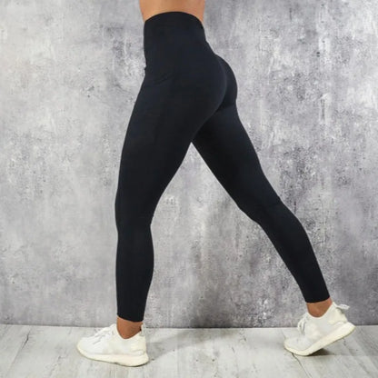 Women's High Waisted Gym Leggings | Bum Lifting Effect | Side Pocket | Ankle Length | Steven & Levon