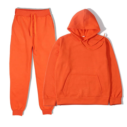 Men's Tracksuit | Solid Hoodie and Trousers | Drawstring Waist Two Piece Casual Set | Steven & Levon