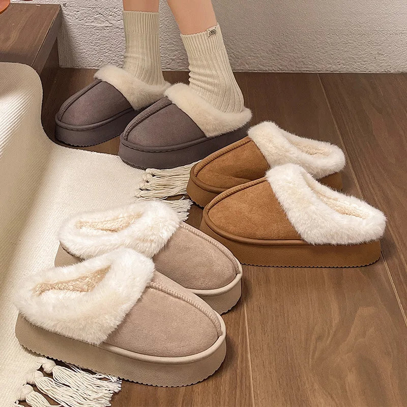 Women's Flannel Snow Boots | Platform Ankle Boots | Plush Lined Slip On Winter Shoes | Steven & Levon